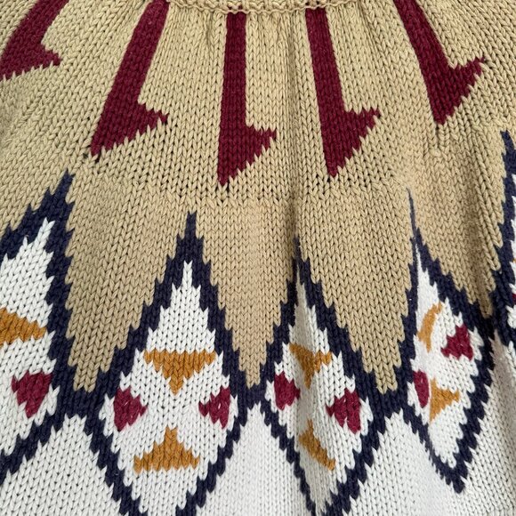 Batya vintage cotton knit crew neck sweater Aztec Southwest Fair Isle size L - Picture 5 of 6